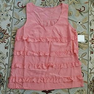 Halogen silk tank with ruffles